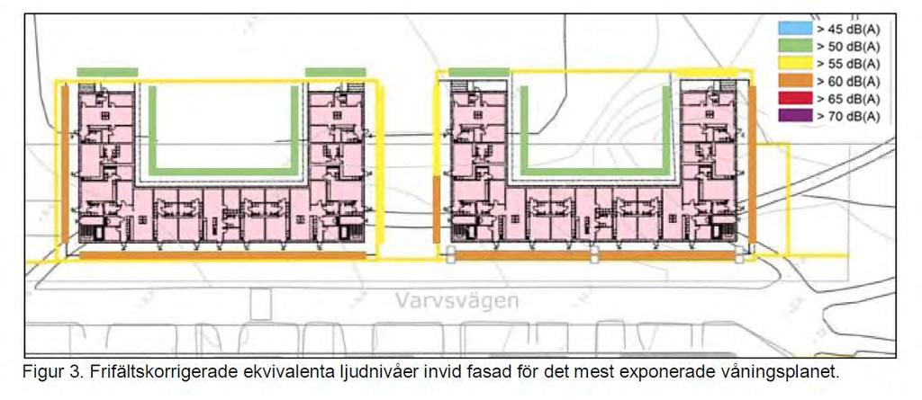 z Den planerade bebyggelsen kan orienteras på ett sådant sätt att en tyst eller ljuddämpad sida för samtliga lägenheter går att uppnå.