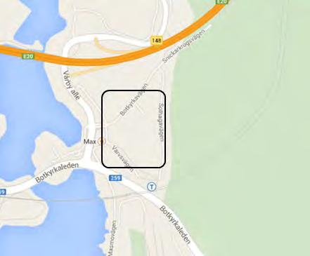 3.2 Området Solhagaparken ligger i Huddinge i angränsning till väg 259 Botkyrkaleden och väg E4/E20 Södertäljevägen. Bostäderna planeras intill Botkyrkaleden, se figur 4.