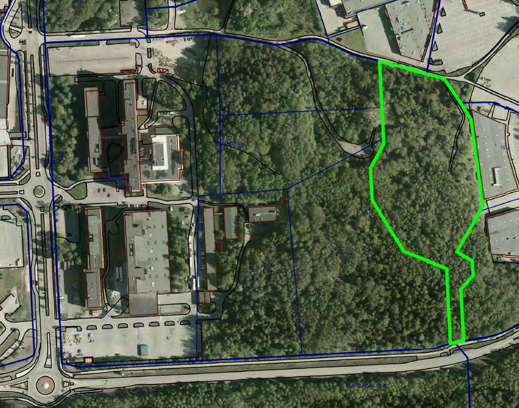 KOMMUNSTYRELSENS FÖRVALTNING TJÄNSTEUTLÅTANDE DATUM DIARIENR SIDA 2016-11-30 KS-2016/2743.218 4 (7) Figur 2: Karta över kommunal mark inom planområdet.