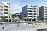kv Sundholmen, etapp 1 Säkerhetsdörrar i teakfaner.