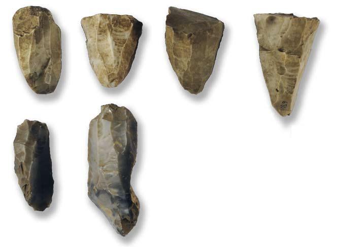 solitiska boplatserna i Västsverige (Sjögren 1991, s. 26). Ur flintteknologiska aspekter skiljer sig dock de äldre kärnorna från de mellanmesolitiska.