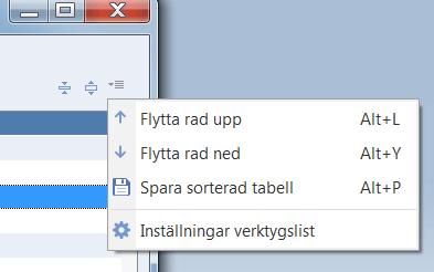 Bläddra mellan poster, samt meny för sorteringsordning. 3. Kommandopanel inklusive meny med ev. fler kommando och Inställningar kommandopanel. 4. Sektionsmeny.