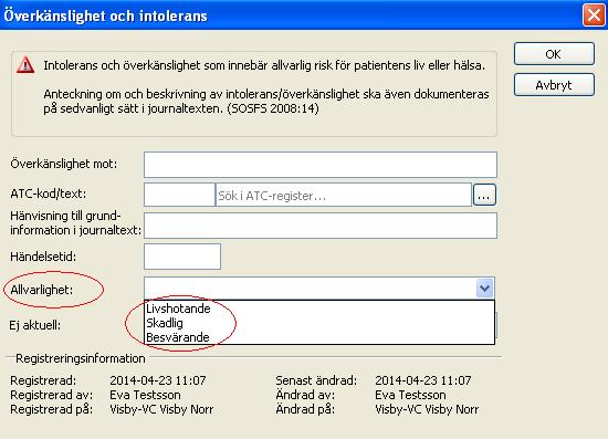 Hälso- och sjukvårdsförvaltningen 12(16) Id 35522 Lista med "Typ av kontakt" visar endast unika rader När en befintlig kontakt öppnades så visades ett