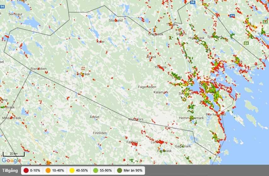 Sid 2 1. Befintlig IT-infrastruktur 1.1 Täckning och teknik Vid Post- och telestyrelsens (PTS) senaste kartläggning (oktober 2015) hade Piteå kommun 20 215 hushåll 1 och 4 980 arbetsställen.