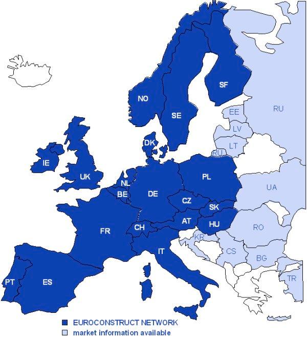 I nedanstående sammanställning återfinns de största europeiska företagen sett till omsättning: RANK 2015/2014 1/1 Vinci (Frankrike) 2/2 ACS (Spanien) 3/3 Bouyguens Construction Divisions (Frankrike)