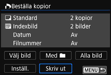 Skriva ut Skriva ut genom att ange olika alternativ Skriv ut genom att ange utskriftsalternativ. 1 2 Tryck på <0>. Välj [Beställa kopior]. Skärmen [Beställa kopior] visas.