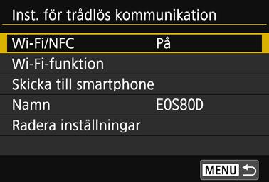 NFC-funktion Om du använder en NFC-aktiverad smartphone eller Connect Station kan du göra följande: För en smartphone mot kameran för att ansluta dem trådlöst (s. 29).