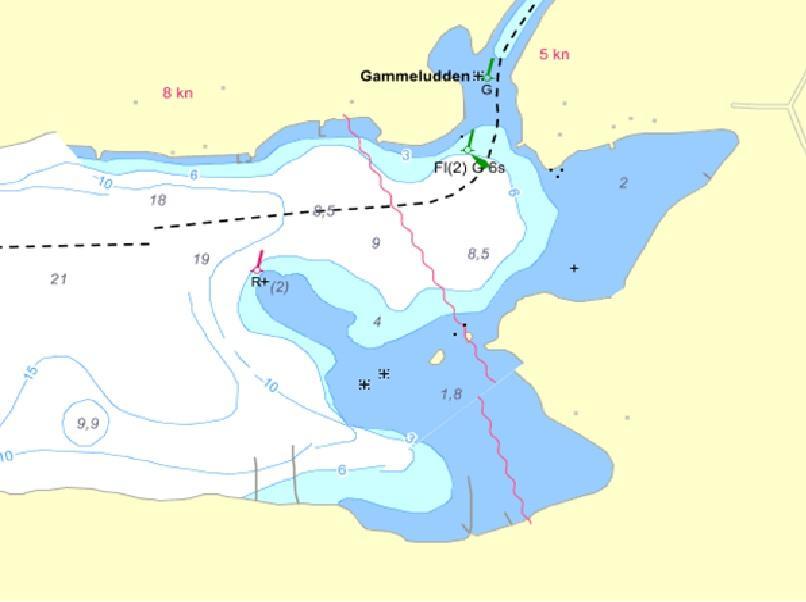 Sjökort Figur 6, Utdrag ur sjökort från ENIRO (http://kartor.eniro.se/).