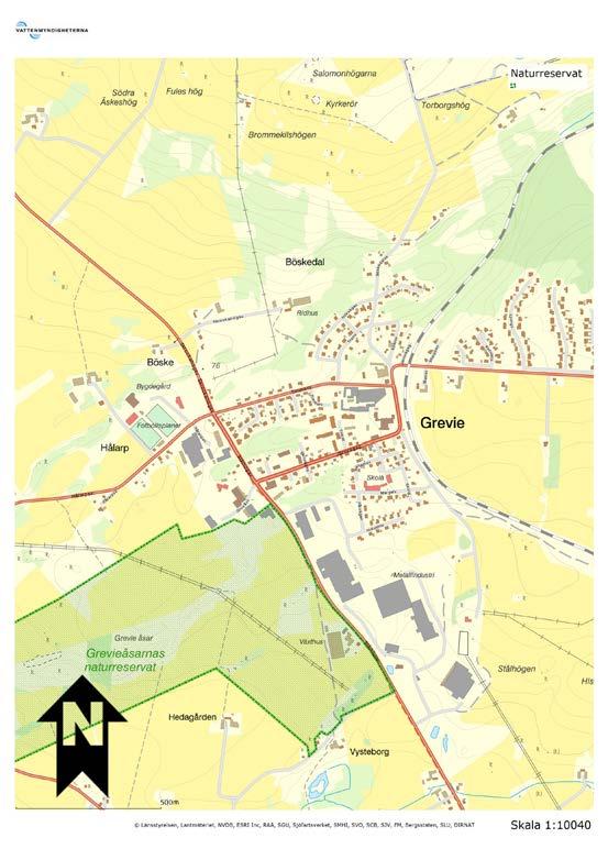 206 Granskningshandling 2017-02-17 ålar astigheter i re ie Naturreservat Planområdet är beläget cirka 300 m nordväst om naturreservatet Grevie åsar.