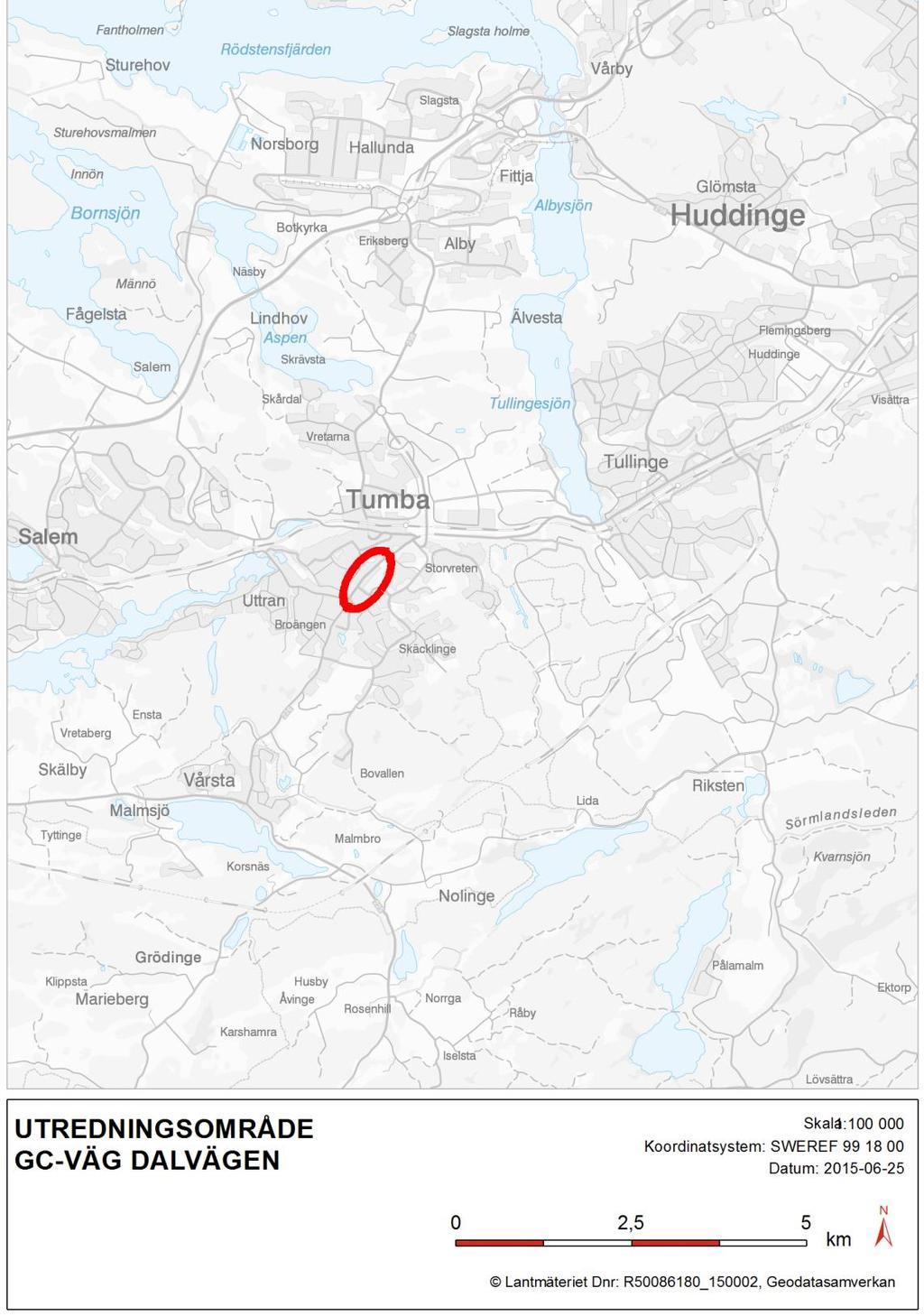 1.2. Bakgrund Den planerade gång- och cykelvägen ligger inom Botkyrka kommun, se Figur 2 