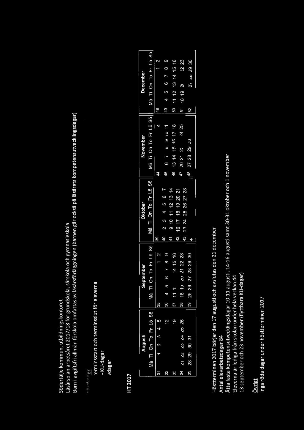 0 Södertälje kommun, utbildningskontoret Läsårsplan arbetsåret 2017 /18