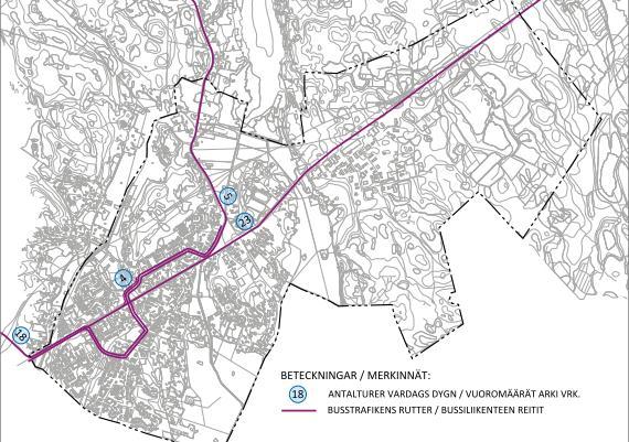 Trafikmängd år 2014, se bilaga 6 Kollektivtrafiken betjänar Smedsby relativt väl.