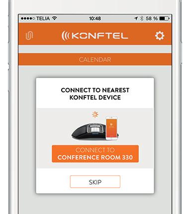 ANVÄNDA MED KONFTEL UNITE Konftel 300IPx kan enkelt kopplas ihop med en mobiltelefon eller surfplatta som har appen Konftel Unite installerad.