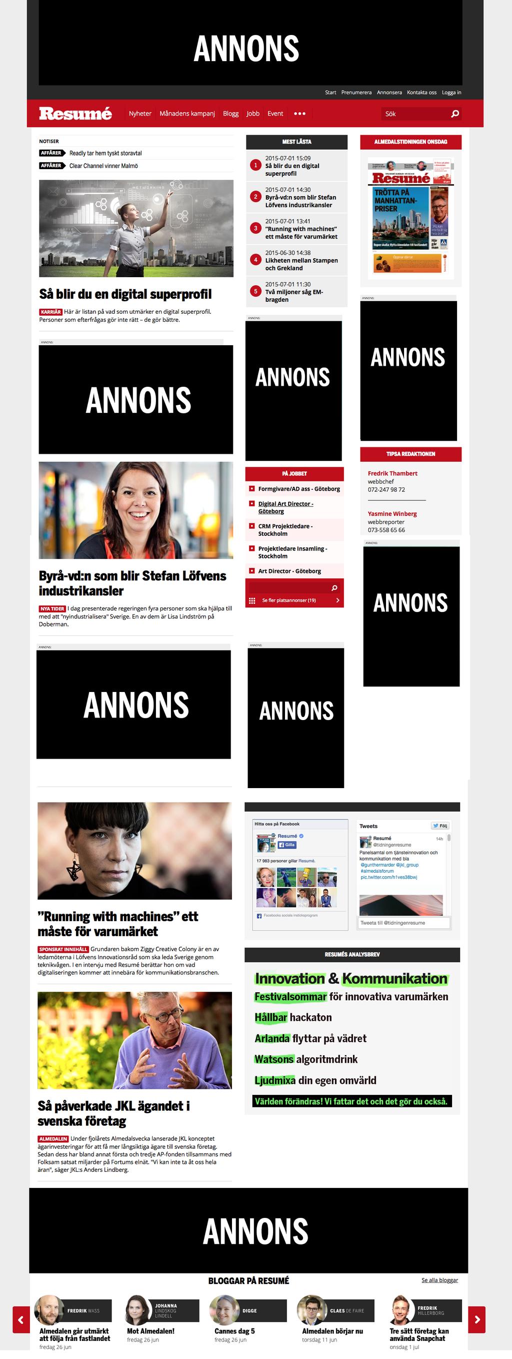 135 000 59,3% unika besökare går in på resume.se varje vecka RESUME.