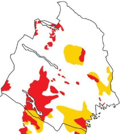 KÄNDA OMRÅDEN MED VATTENKVALITETSPROBLEM Bilaga 9 Område Kommun Orsak till problem Långträsk Piteå Bekämpningsmedel (hormoslyr) Kardis Pajala Järn och mangan Olika områden i länet (se figur nedan)