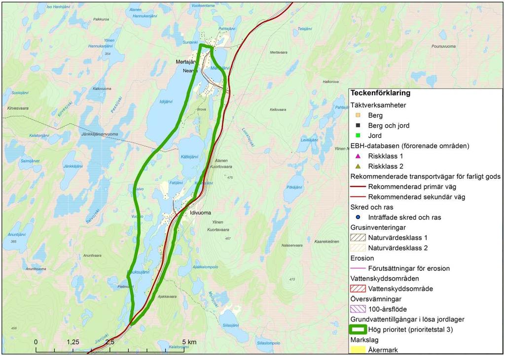 9.1.3 Isälvsavlagring i Idivuoma, Kiruna kommun Länsstyrelsen i Norrbottens län Lantmäteriet Tabell 10. Prioriteringsklasser samt prioriteringstal för vattenresursen.