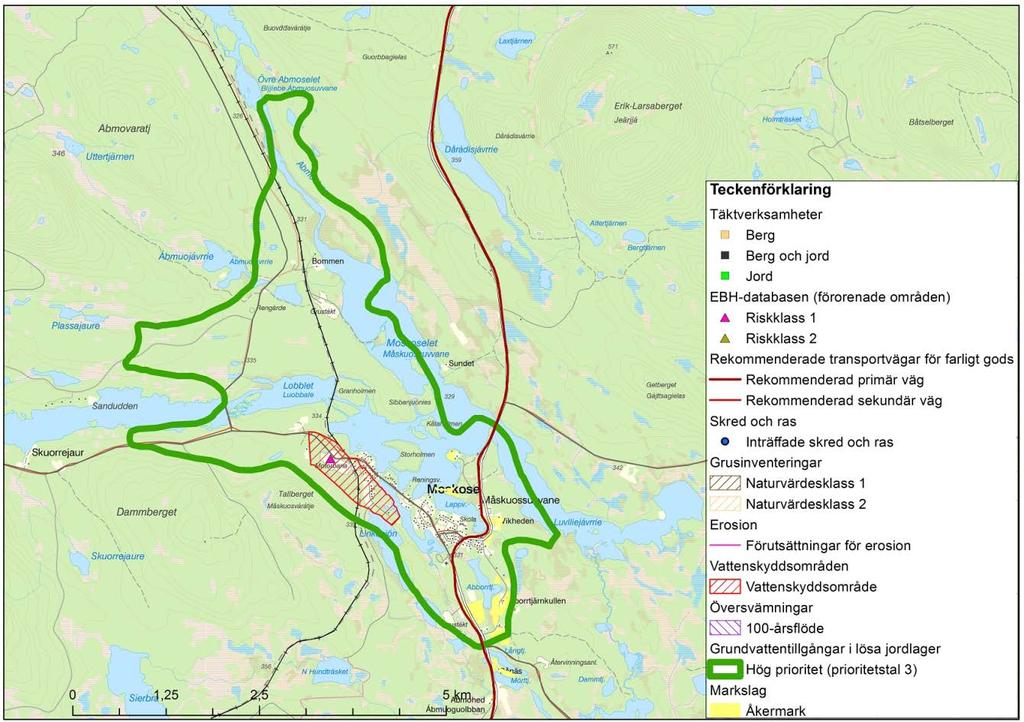 9.1.12 Isälvsavlagring i Moskosel, Arvidsjaurs kommun Länsstyrelsen i Norrbottens län Lantmäteriet Tabell 19. Prioriteringsklasser samt prioriteringstal för vattenresursen.