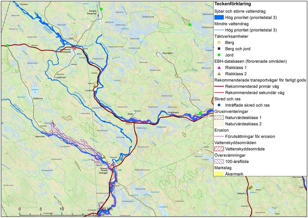 9.1.20 Tärendö älv Länsstyrelsen i Norrbottens län Lantmäteriet Tabell 27. Prioriteringsklasser samt prioriteringstal för vattenresursen.
