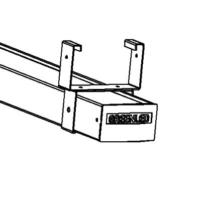 Takfäste Justerbart ändfäste mellan skenor Dr= 2900mm- 3600mm (2700mm); 1800mm-2350mm (1500mm); 3250mm- 3600mm (1500mm) Skarvprofil L=1490mm or 2700mm Skarvstycke (Inklusive fästskruvar)