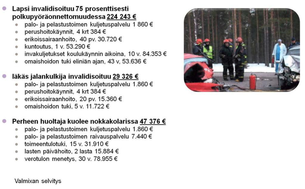 Liikenneonnettomuuden taloudellinen vaikutus kunnalle (todellisia kustannuksia) Linea Konsultit Oy 28.11.
