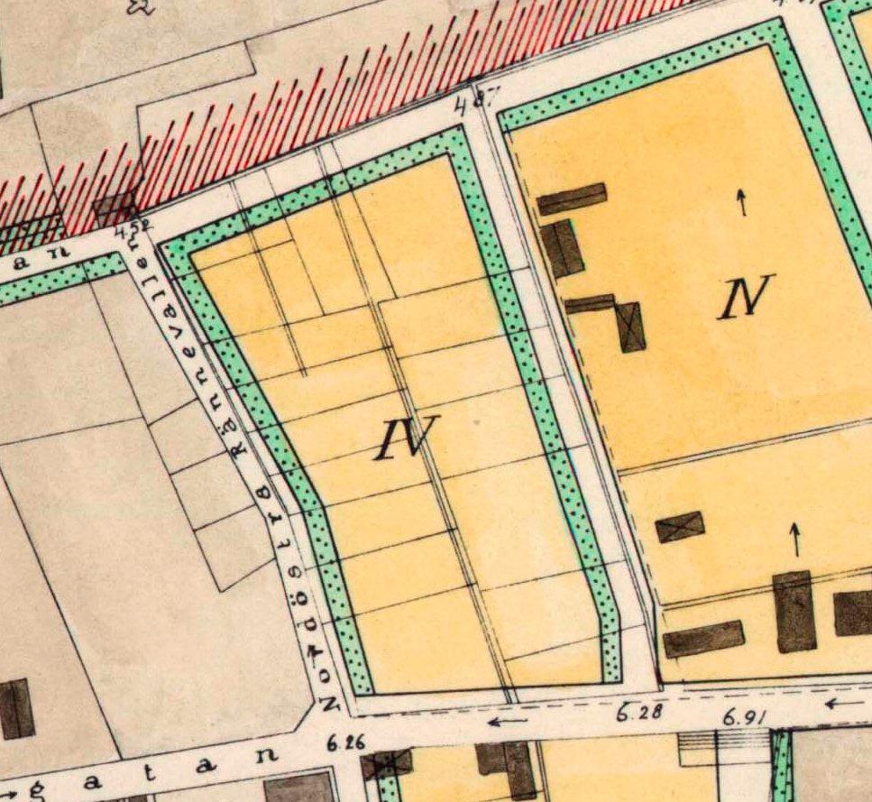 6 (17) Gällande detaljplan, SPL 158, 1914 års stadsplan För området gäller Vadstenas äldsta stadsplan från 1914, och som anger markanvändningen bostadsändamål.