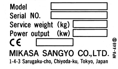 2 Mikasa MVC vibratorplattor 1 Generell information 1.1 Introduktion Denna bruksanvisning måste finnas tillgänglig på arbetsplatsen, så att den alltid finns tillgänglig för konsultation.