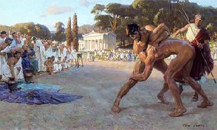 när kristendomen tog över i Romarriket Bara greker fick tävla Första tävlingarna var körning med