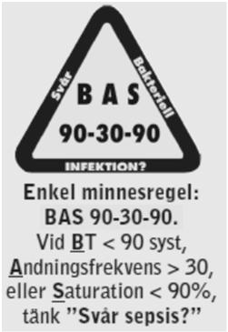 <36 ) SVÅR SEPSIS = SEPSIS med: - hypotension (SBT<90) och/eller - hypoperfusion (laktat > 4 mmol/l) och/eller - sviktande organfunktioner SEPTISK CHOCK=