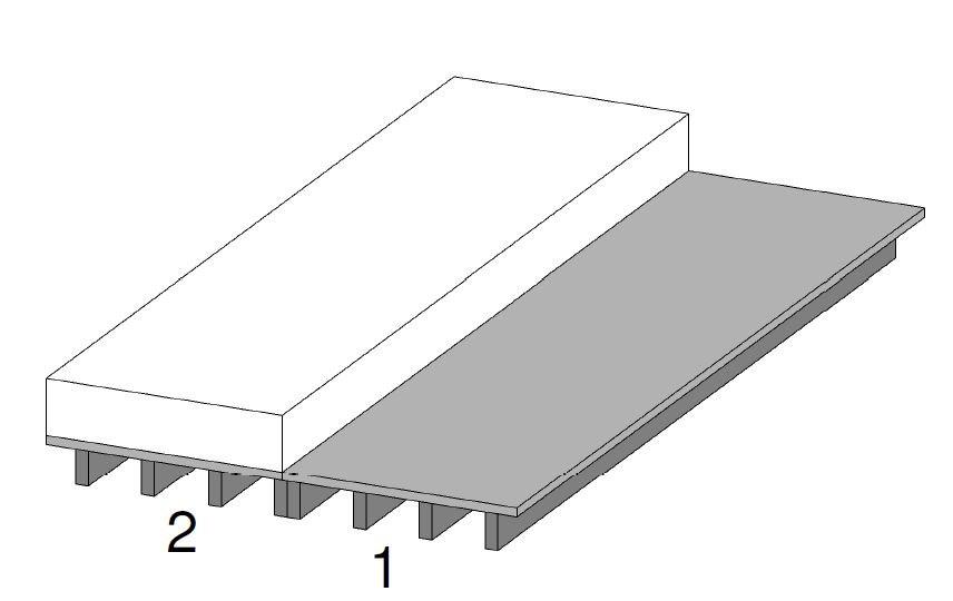 Figur 5.6: Belastning av ena bjälklagselementet med infästningsskruvar, test 2. 5.2.3 Test 3 I test 3 belastas båda bjälkagen, det vill säga provkropp 1 och 2.