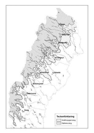 SOU 2009:30 Uppdraget 1.4 Kartor över gränserna Kartorna är hämtade från skogsstyrelsens rapport 2007-10-19.
