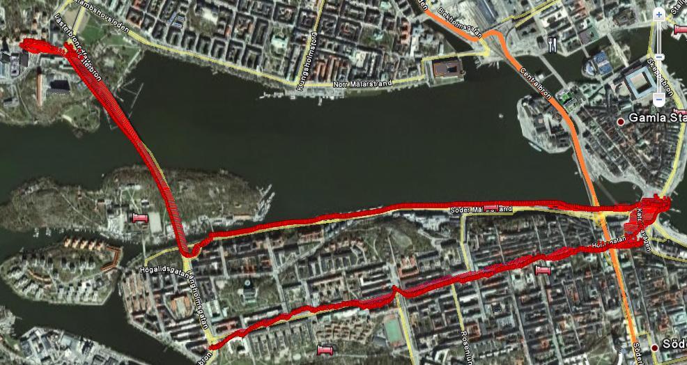 I riktning söderut tvingas cyklister ofta stanna vid Noe Arks gränd, Folkungagatan samt vid Skanstull. 4.