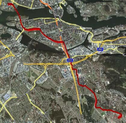 Utmed Vasagatan och Torsgatan passerar cyklisten många trafiksignaler som ger stopp.