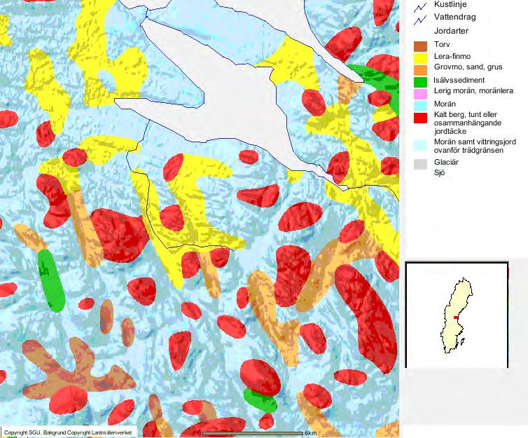 2.5 Byggnadstekniska förutsättningar Områdets allmänna geologi Jordartskartan från SGU (Sveriges Geologiska Undersökning), visar att större delen av väg 708 är byggd på lera finmo.