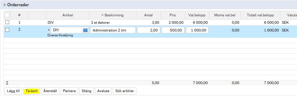 ) Om du vill lägga till klicka på knappen Lägg till I fältet Diverse ändrar du fakturatexten.