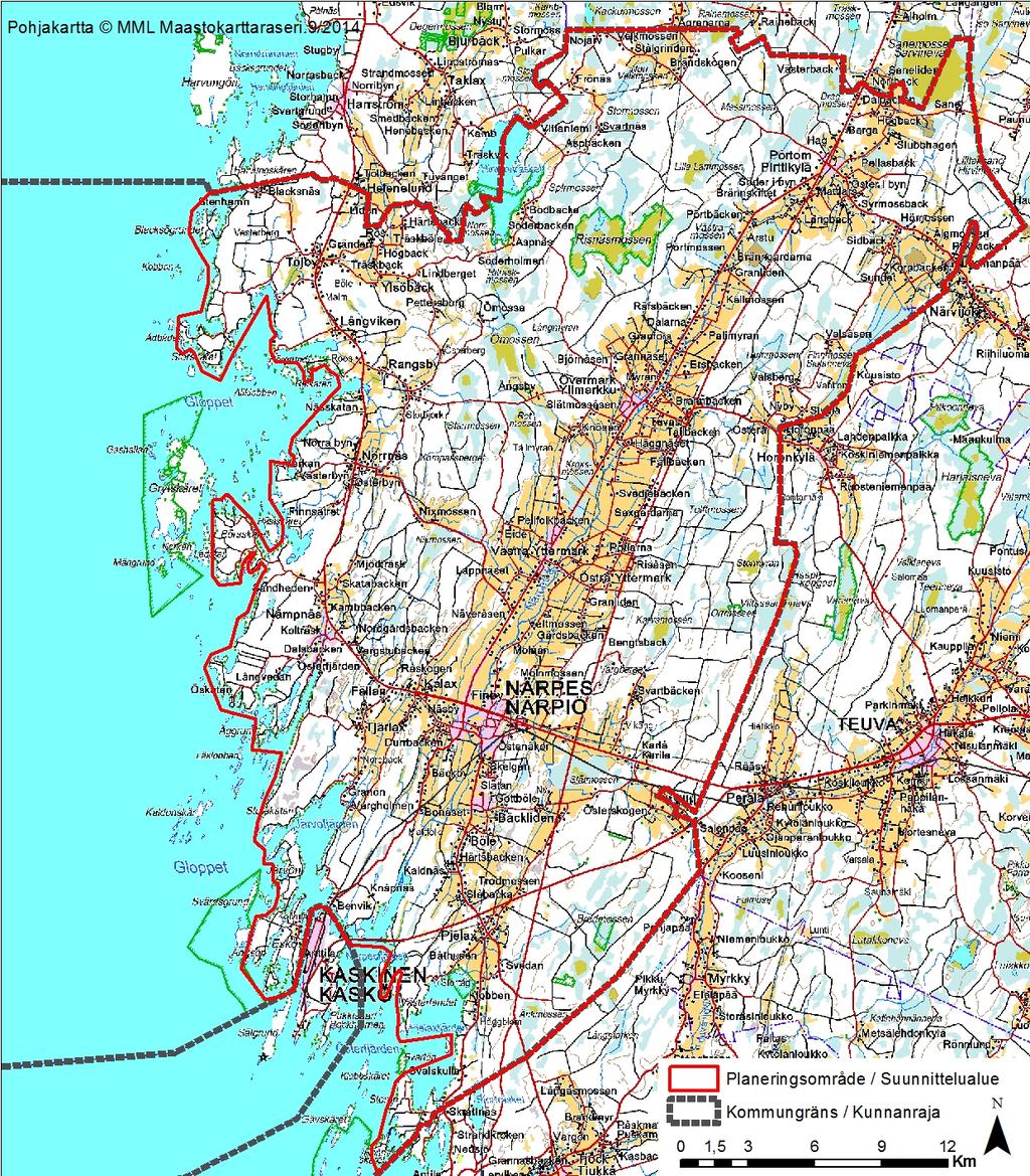 FCG DESIGN OCH PLANERING AB 3 (17) Figur 3.1. Planeringsområdet täcker stadens fastlandsområde samt holmar med vägförbindelse.