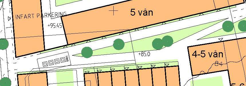 SAMRÅDSHANDLING PLANBESKRIVNING 2016-11-04 1281K-P197 PÄ 07/2016 Genom planområdet, i öst-västlig riktning, föreslås en torgyta/gångfartsområde (typ 2) dit både entréer och olika funktioner kopplas.