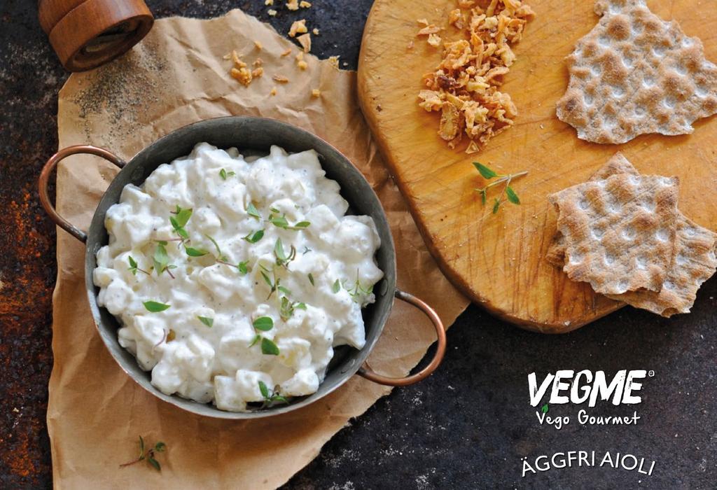 Vi ber alla matälskare att prova Vegmes 80%-iga äggfria majonnäs naturell men också som bas i ex. potatissallad.