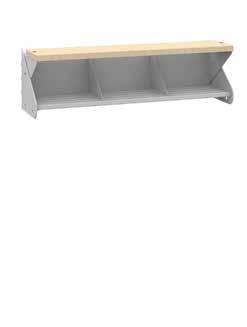 Sittbänk i kombination med skohylla i färg Light Grey 26. Laminat i björk.