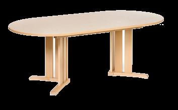 KUPOL bord Bord Kupol med V-stativ i massiv björk. Skiva belagd med högtryckslaminat i björk, alt. med ljuddämpande linoleum. OBS- oval form på bild. KUPOL bord Bord Kupol med V-stativ i massiv björk.