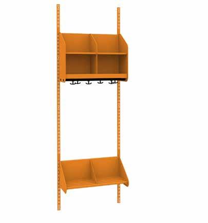 Färg Orange 49. Färg Yellow 69. BST TYP A standardkombination BST TYP A standardkombination utformad med kapphylla med mellanväggar och skohylla med mellanväggar. Grundsektion enligt bild ovan.