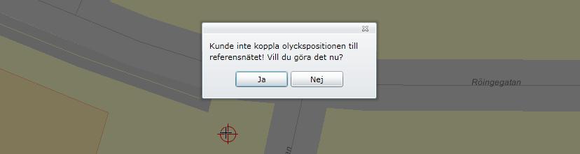 Ange olyckspositionen i kartan För att markera olyckspositionen i kartan klickar man på verktyget olyckspunkt i verktygsraden. Klicka därefter på den plats i kartan där olyckan inträffade.