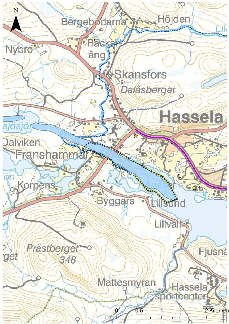 Isälvsavlagring Hassela(5) Isälvsavlagring som sträcker sig från N Ässjösjön och ut på Ånäset i Hasselasjön.