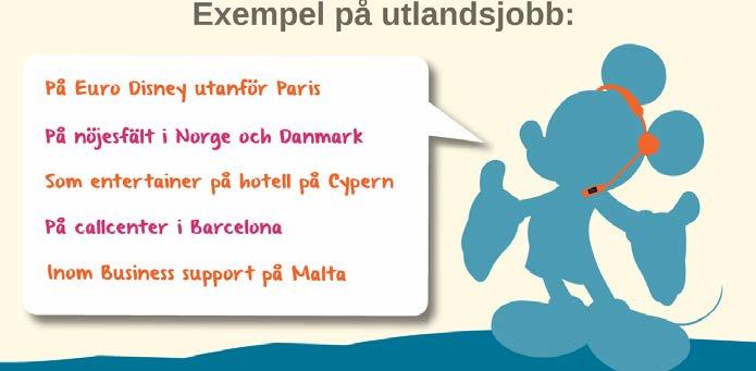 Sida: 88 av 131 Bild 6 A. Exempel på utlandsjobb: B. På Euro Disney utanför Paris C. På nöjesfält i Norge och Danmark D. Som entertainer på hotell på Cypern E. På callcenter i Barcelona F.