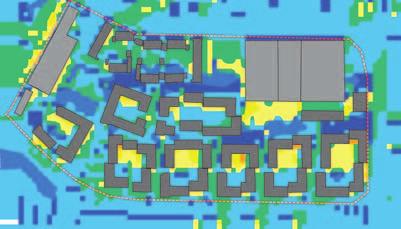 Längs Industrigatan och inne i kvarteret präglas framtidens Spårvägen av kvartershus i tre till fem våningar. Området har gröna gårdar, vindlande gator och flera platsbildningar.