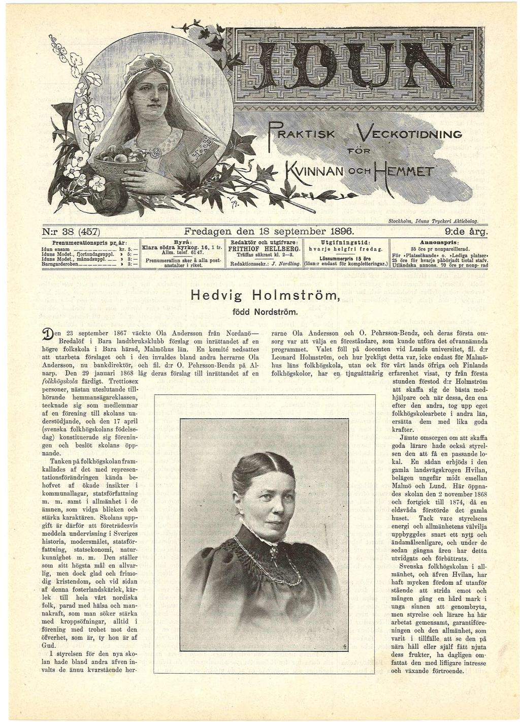 Sockholm, Fegen en 18 sepembe 1896. N: 38 (457) Penumeionspis p. å: Iun ensm Iuns M o e., fjoongsuppl. Iuns M o e., mänsuppl. Bngeoben k. >» 5; 5: 3: 3: By: Rekö och ugifve: Kl sö kykog. 16, 1.