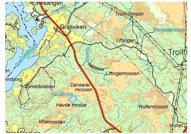 Trollhättan, Öresjö, stigen strax N om Svartbäcken, gransumpskog. AK Naturkonsulterna besökte området 2004-08-23 och 2004-09-10.