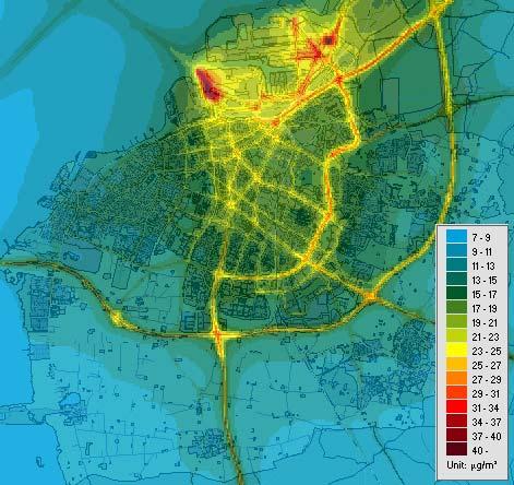 3. Simuleringar Spridningsberäkningen nedan visar hur kvävedioxidhalten (medelvärde) är fördelad över Malmöområdet. Utredningsområde Figur 2.