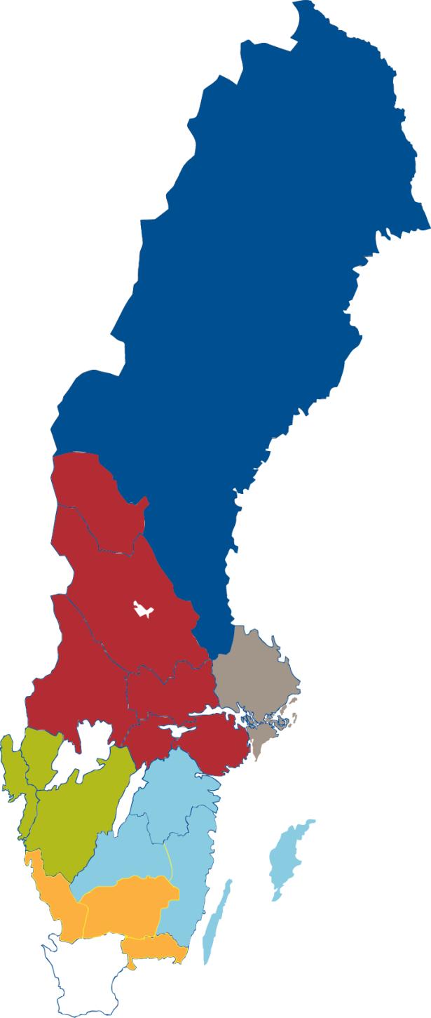 Norrland 28 % Övr. län i Svealand 25 % Stockholms län 24 % Västra Götaland 26 % Övr.