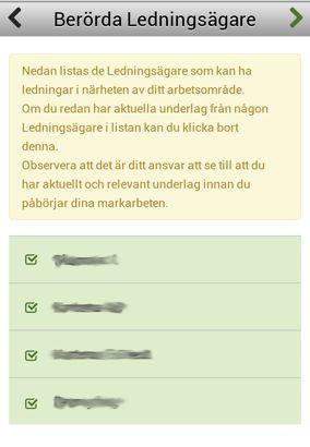 Manualer Peter Thorin Öppen 2017-03-17 D 16( listas dessa under Berörda Ledningsägare. Varje ledningsägare listas med en ikryssad ruta till vänster om namnet.