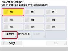 Sida 20 av 100 Lagra favoritinställningar 1. Tryck på [Kopiera]. 2. Ange det kopieringsläge du vill registrera. 3. Tryck på [Alternativ] [Favoritinställningar].